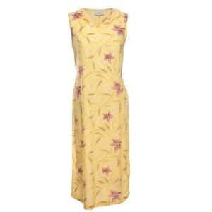 Vintage Style Studio Midi Dress Yellow Pink Floral